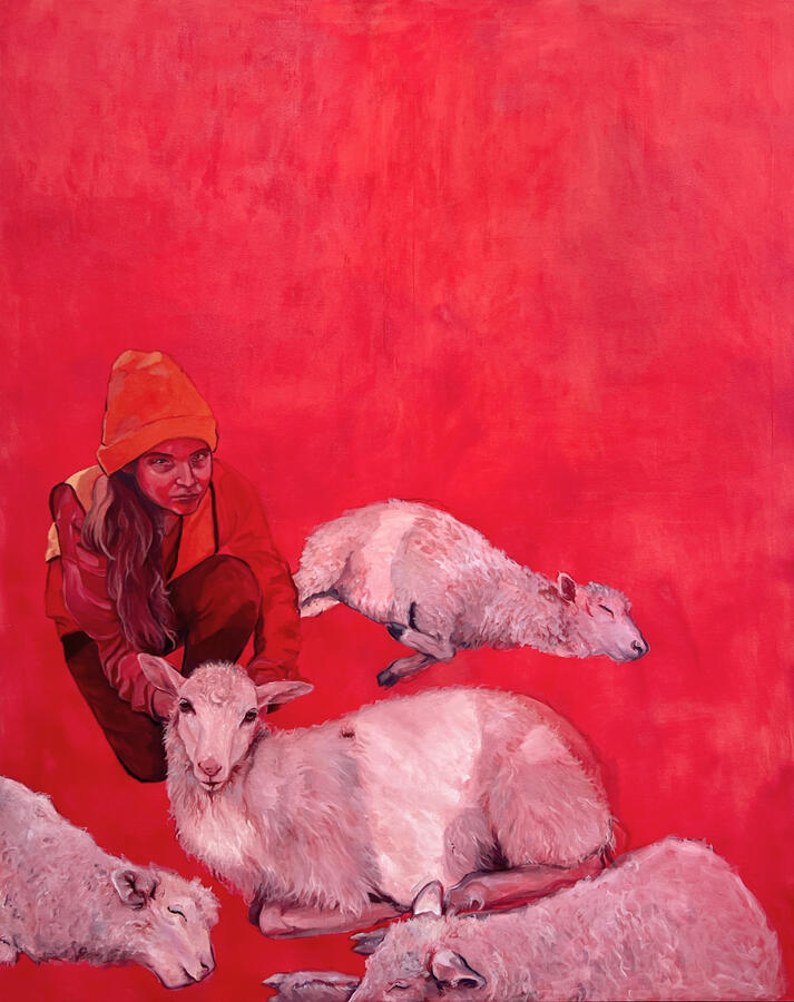 "Hannah Faith." Oil and spray paint on 58x72" canvas (2025)