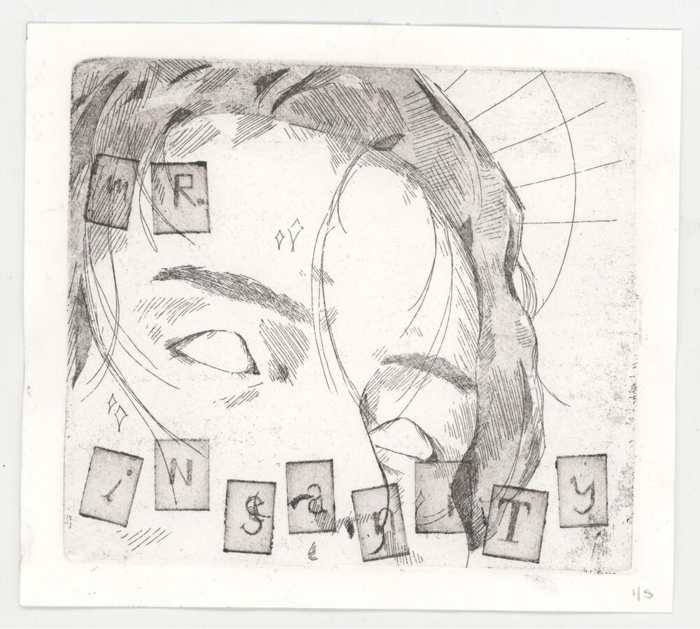 "Mr. Insanity." Intaglio print (2023)