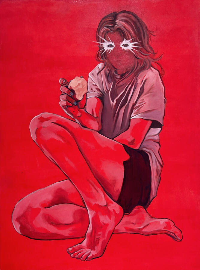 "The Creation." Oil and spray paint on 36x48" canvas (2025)