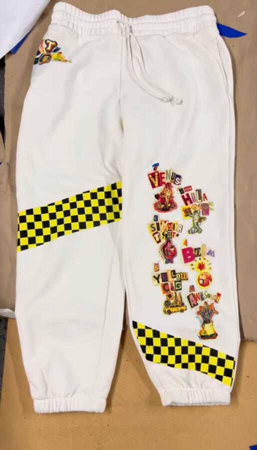 "iite cool." screen print on sweatpants (2023)